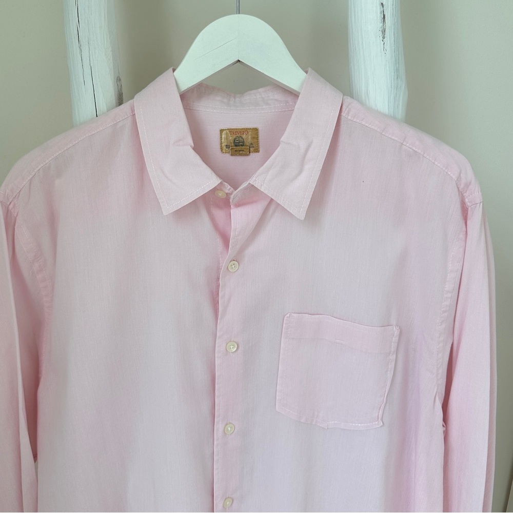 Tre Vero Men’s Long Sleeve Pink Dress Shirt Sz XL